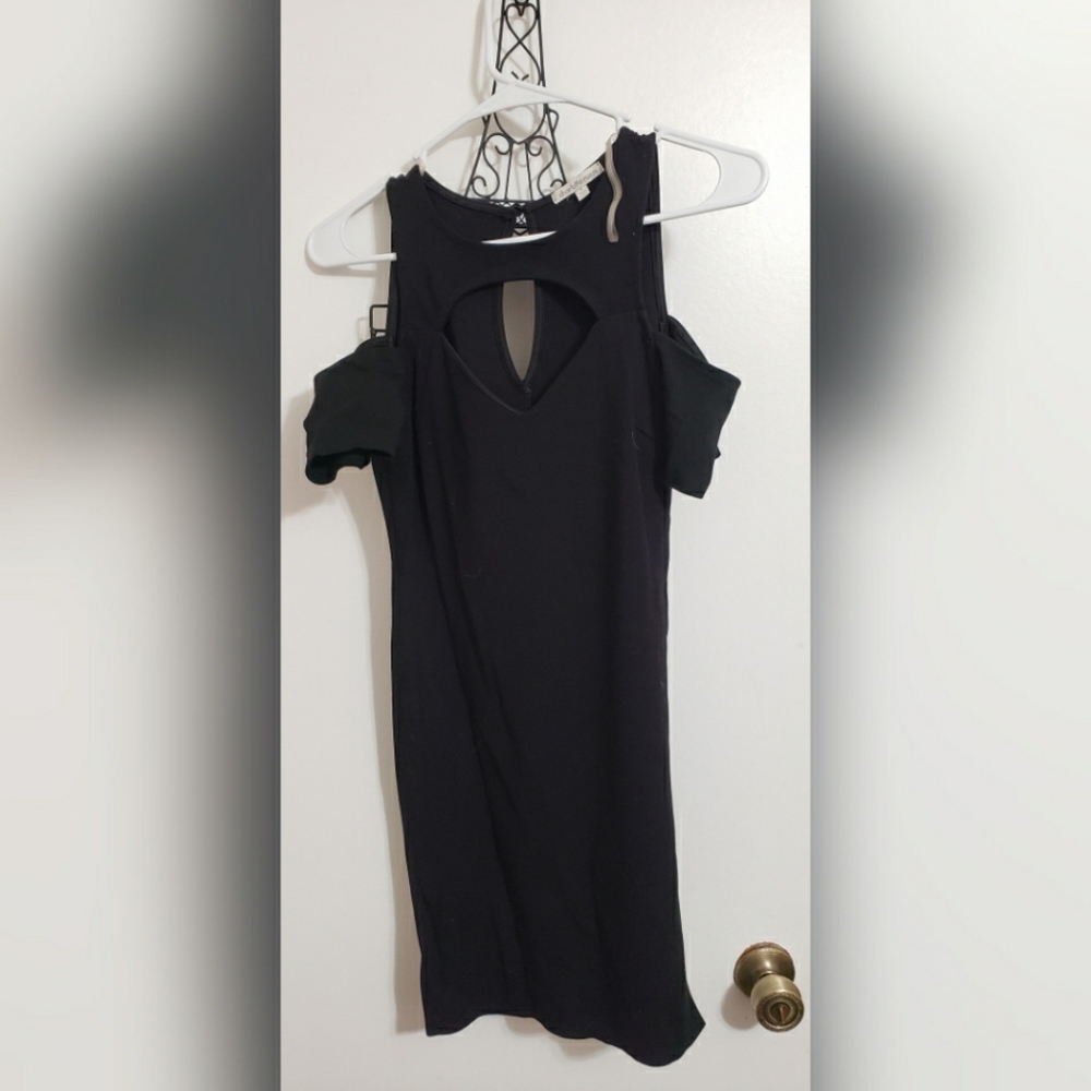 Open shoulder black dress
